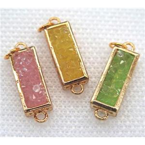 gemstone connector, rectangle, gold plated, approx 7x17mm