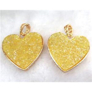 druzy resin pendant, gold plated, approx 28-33mm