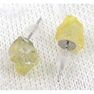 clear quartz earring, freeform, approx 6-10mm