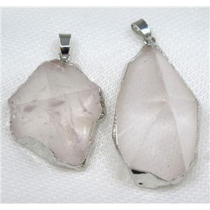 Clear Quartz pendant, freeform, point, silver plated, approx 20-50mm