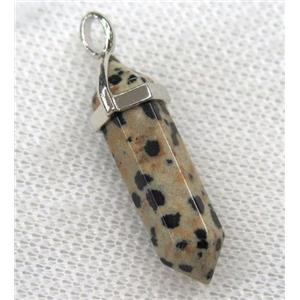 spotted dalmatian jasper bullet pendant, approx 10-30mm