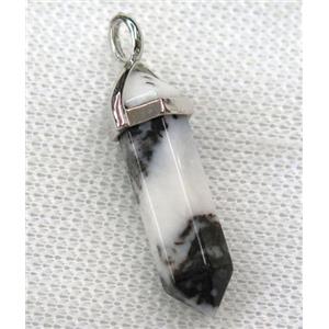 black Zebra Jasper bullet pendant, approx 10-30mm