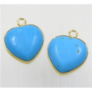 blue dye turquoise heart pendant, approx 16mm