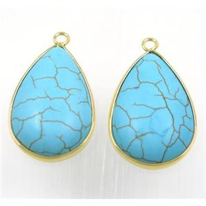 blue turquoise teardrop pendant, approx 20x30mm