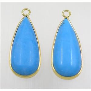 blue dye turquoise teardrop pendant, approx 12x28mm