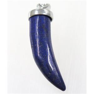 blue Lapis Lazuli horn pendant, approx 11-40mm