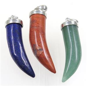 mix gemstone horn pendant, approx 11-40mm