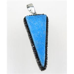 gemstone pendant paved rhinestone, triangle, approx 15-40mm