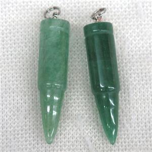 green Aventurine bullet pendant, approx 10x40mm