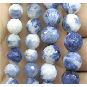 blue sodalite beads, faceted round, approx 6mm dia