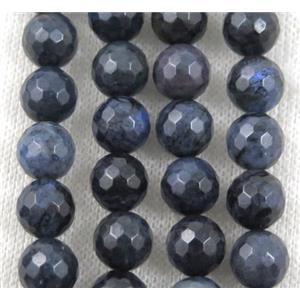 blue Dumortierite jasper beads, faceted round, approx 6mm dia