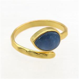 blue Kyanite Rings, copper, gold plated, approx 8-10mm, 18mm dia