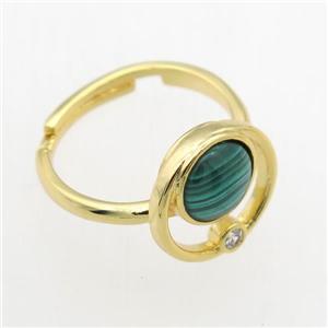 green Malachite Rings, copper, gold plated, approx 8mm, 18mm dia