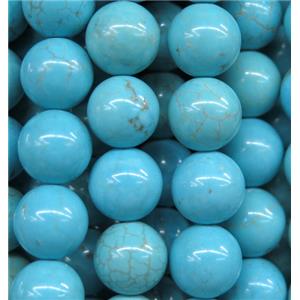 blue turquoise beads, round, approx 6mm dia