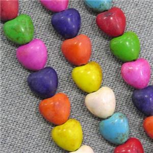 synthetic Turquoise heart beads, mix color, approx 16mm