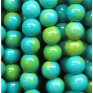blue turquoise bead, round, synthetic, approx 8mm dia, 48pcs per st