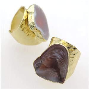 Botswana Agate Rings, gold plated, approx 20-30mm