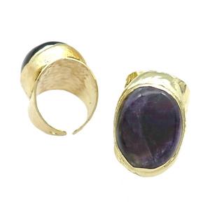 Copper Ring With Amethyst Gold Plated, approx 18-23mm, 20-30mm, 18mm dia