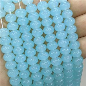 Jadeite Glass Beads Lt.blue Dye Smooth Rondelle, approx 10mm