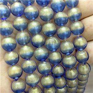 Blue Foil Glass Round Beads Smooth, approx 12mm, 33pcs per st