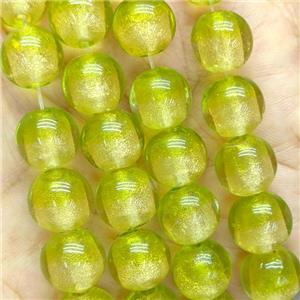 Olive Foil Glass Round Beads Smooth, approx 12mm, 33pcs per st