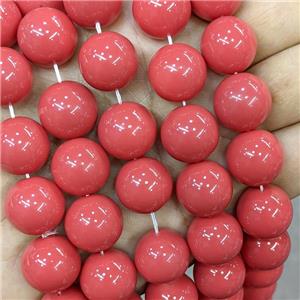 Coralred Lacquered Glass Beads Smooth Round, approx 16mm