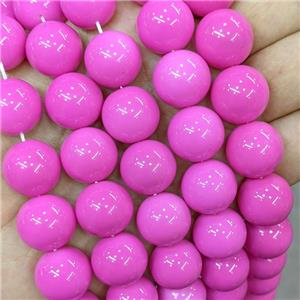 Hotpink Lacquered Glass Beads Smooth Round, approx 16mm