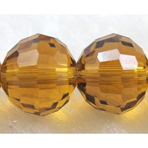 Crystal Glass Beads, 96 faceted round, Golden, 8mm dia