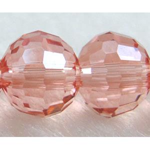 Crystal Glass Beads, 96 faceted round, rose-red, 8mm dia