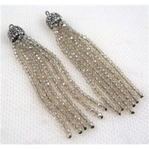 handmade tassel pendant with chinese crystal glass bead, approx 70mm length