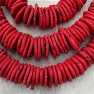red Synthetic Turquoise graduated heishi beads, approx 10-22mm