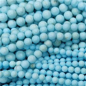 Howlite Turquoise Beads Blue Dye Smooth Round, approx 6mm dia