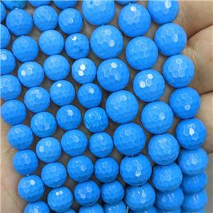 Natural Howlite Turquoise Beads Blue Dye Faceted Round, approx 10mm