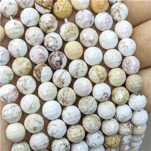 Natural Howlite Turquoise Beads White Faceted Round, approx 10mm