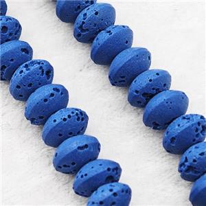 Lava Rondelle Beads Smooth Blue, approx 8mm