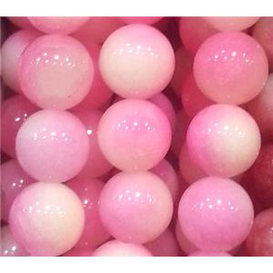 Jade beads, Round, rich-pink, 12mm dia, approx 32pcs per st