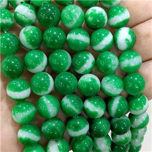 Natural Jade Beads Green Dye Smooth Round, approx 12mm