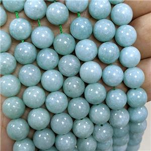 Sponge Jade Beads Dye Smooth Round Green, approx 12mm