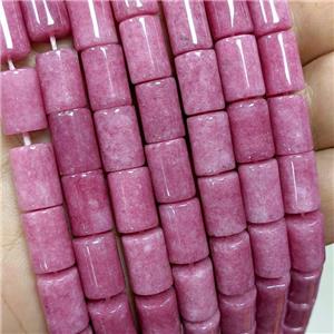 Sponge Jade Tube Beads Pink Dye, approx 8-12mm