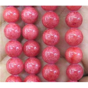 Persia jade bead, round, stabile, deep-red, 8mm dia, approx 49pcs per st