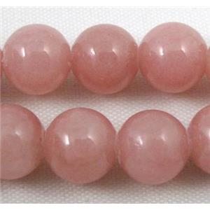 lt.red jade beads, round, stabile, approx 10mm dia, 38pcs per st