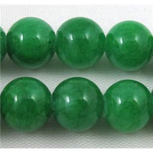 deep-green jade bead, round, stabile, approx 6mm dia, 66pcs per st