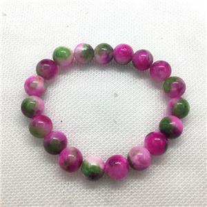 Stretch Jade bracelet, round, dye, approx 10mm dia, 19pcs per st