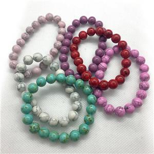 Stretch Jade bracelet, round, dye, approx 6mm, 28pcs per st