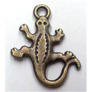 tibetan silver crocodile pendants non-nickel, bronze, approx 15x18.5mm