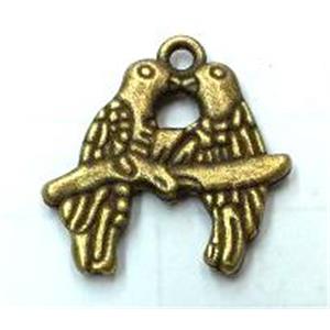 Tibetan silver birds pendant non-nickel, bronze, approx 17.5x19mm