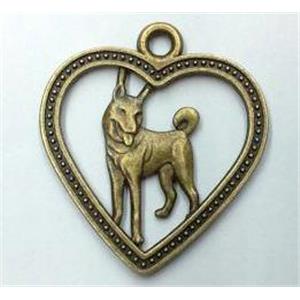 tibetan silver pendant, Chinese Zodiac Dog, approx 22mm dia