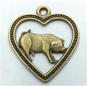 tibetan silver pendant, Chinese Zodiac Boar, approx 22mm dia