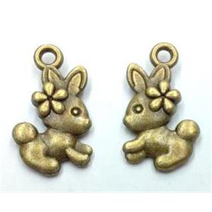 tibetan silver rabbit pendants non-nickel, bronze, approx 11.5x19mm