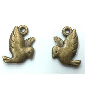 Tibetan silver birds pendant, non-nickel, bronze, approx 10x15mm